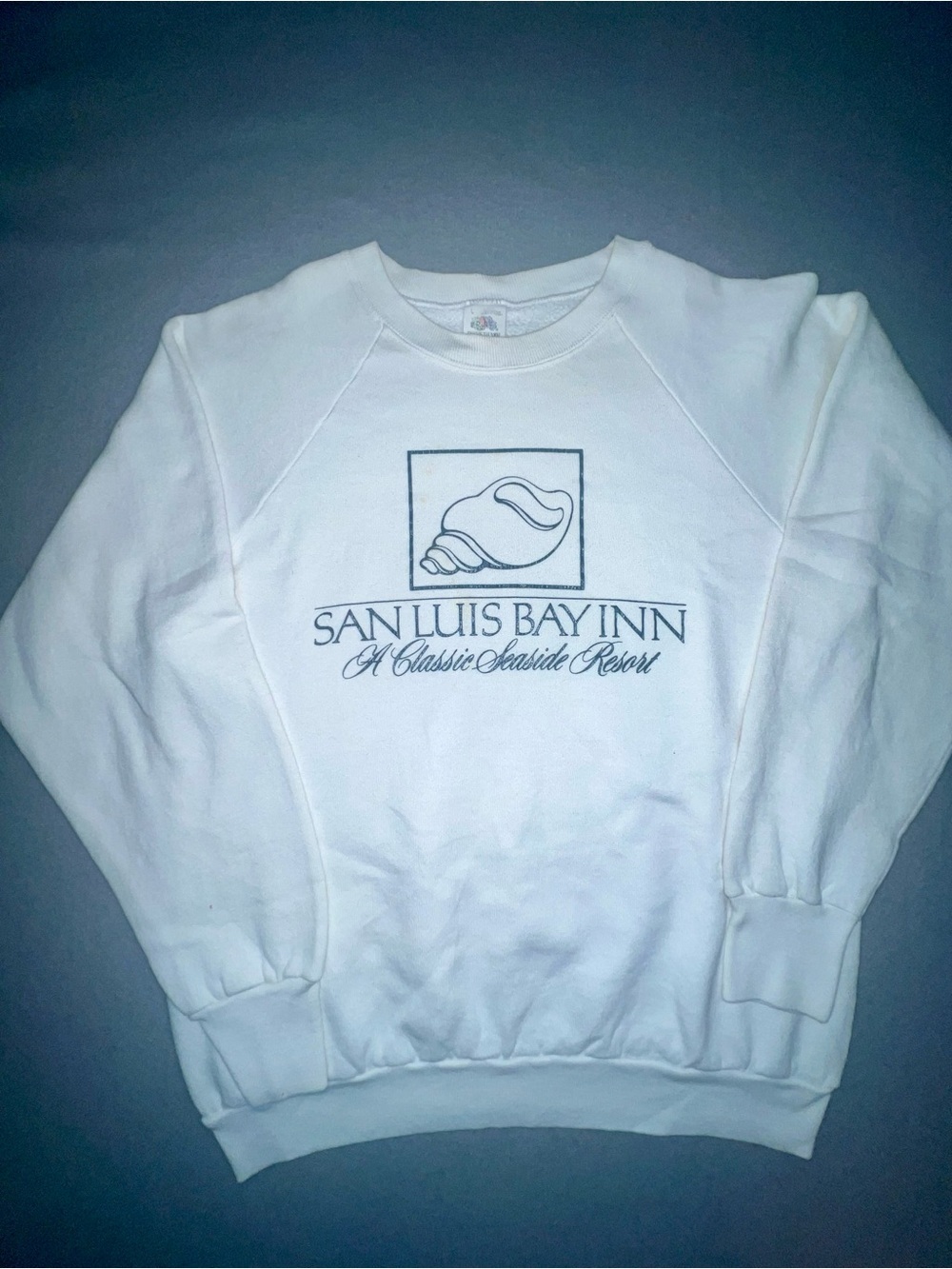 Vintage San Luis Bay Inn Seaside Resort White Sweatshirt Men's Large